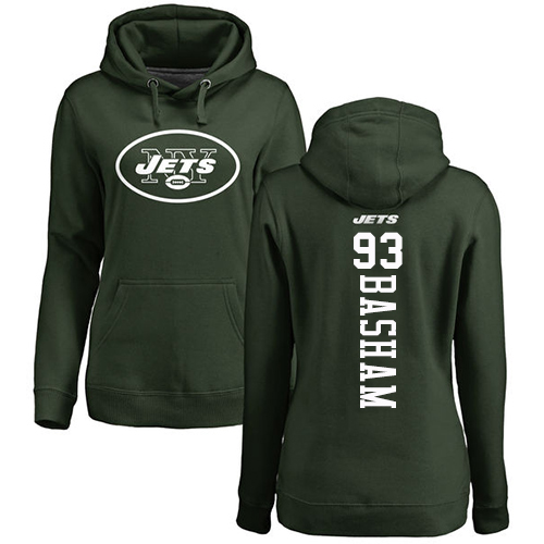 New York Jets Green Women Tarell Basham Backer NFL Football #93 Pullover Hoodie Sweatshirts->women nfl jersey->Women Jersey